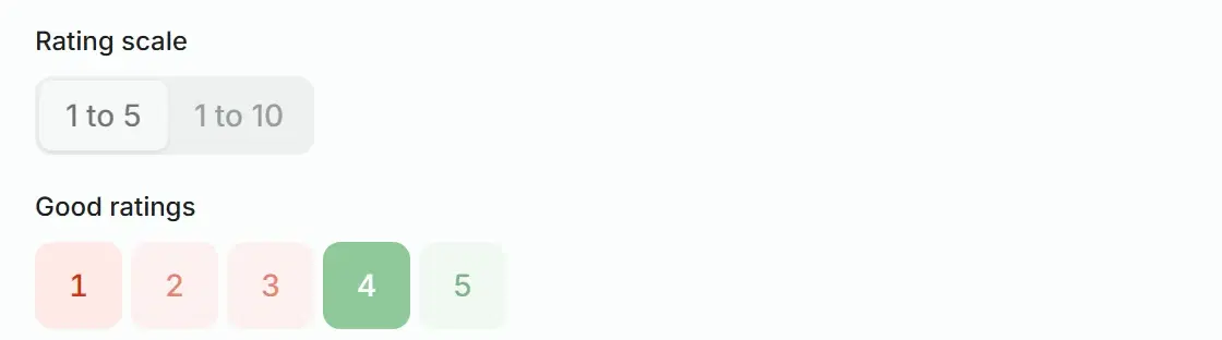Visit rating settings: a scale of 1 to 5 and the line where good ratings start