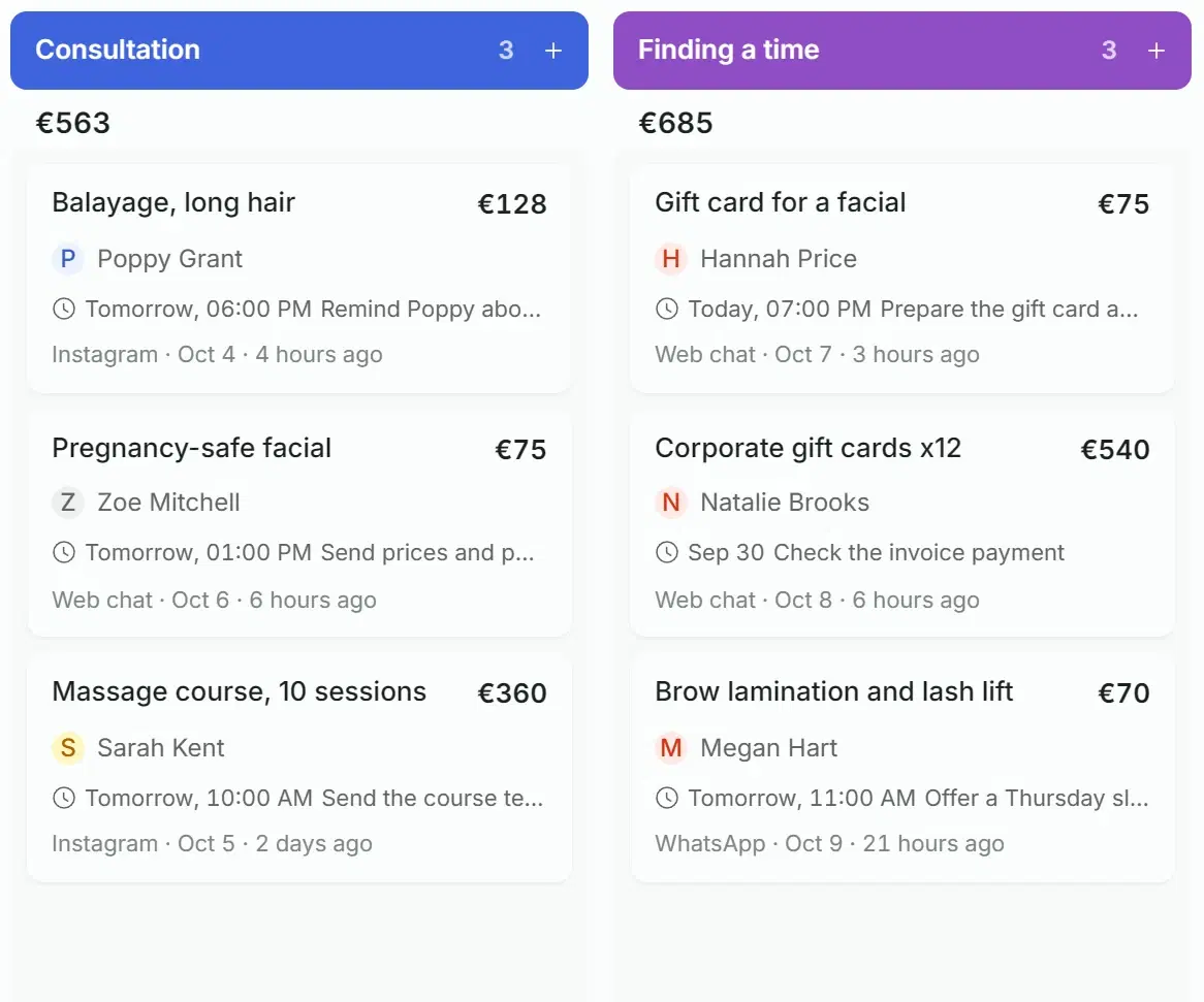 The Solwees deals board: the deal "Gift card for a facial", €75